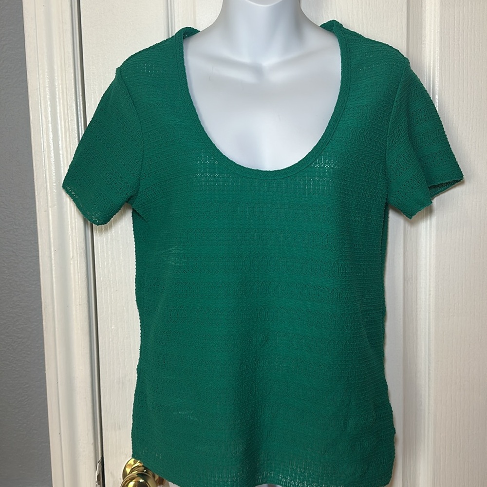 Rag & Bone Julia Textured Scoop Neck T-Shirt size medium color green - Picture 4 of 8